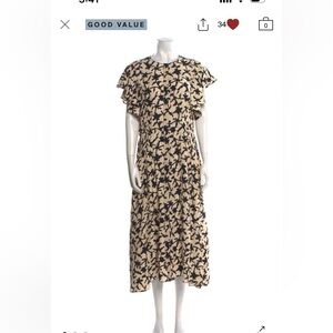 Ulla Johnson Black and Tan Midi Dress